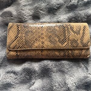 HOBO Brown Snake Print Clutch